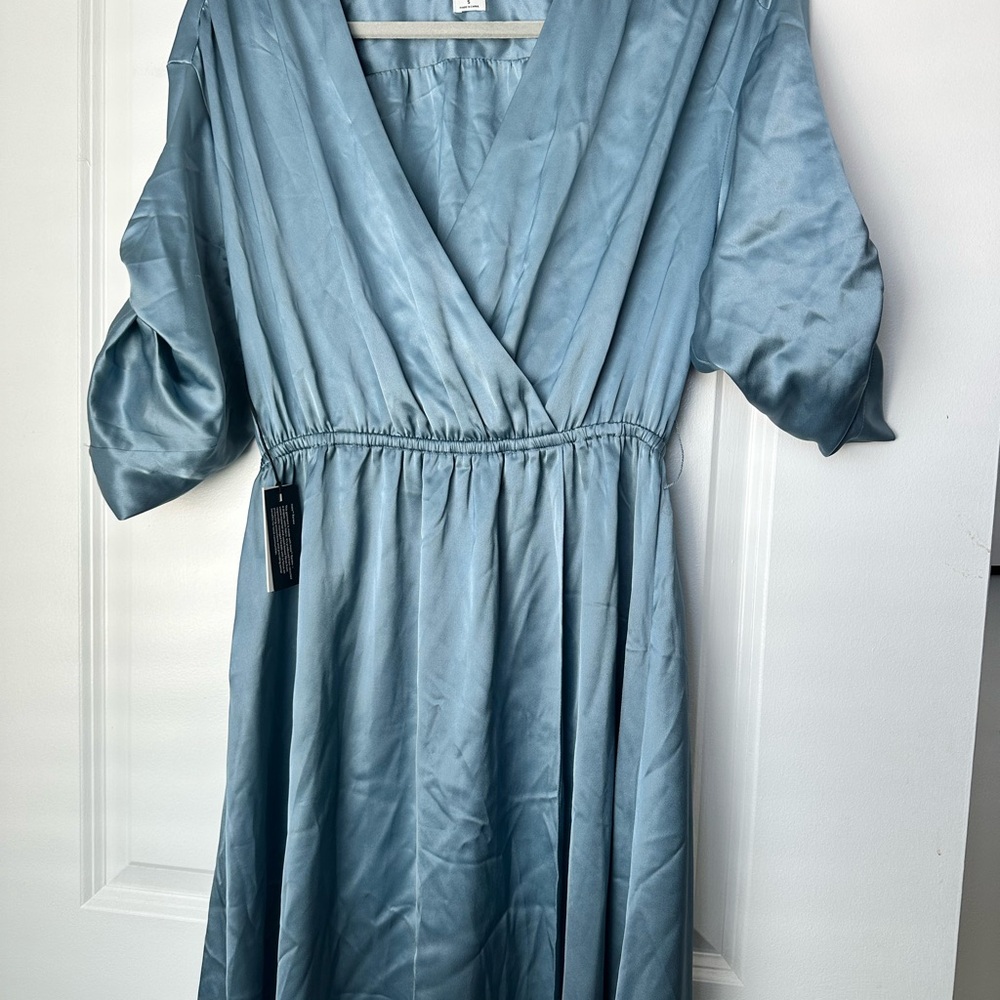 NWT Aritzia Babaton Blue Satin Dress